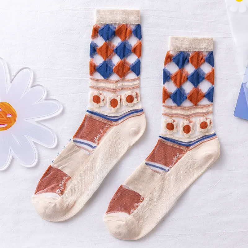 Chaussettes courtes transparentes en dentelle à motif marguerite (5 paires) - image 7