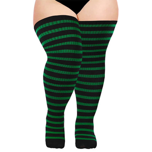 Chaussettes de compression rayées montantes pour un usage quotidien - Noir - One Size - Avec boucle élastique - image 0