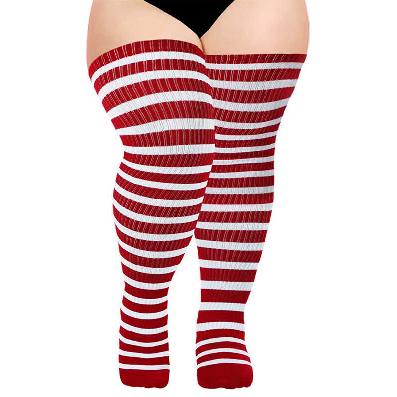 Chaussettes de compression rayées montantes pour un usage quotidien - Vin - One Size - Avec boucle élastique - image 3