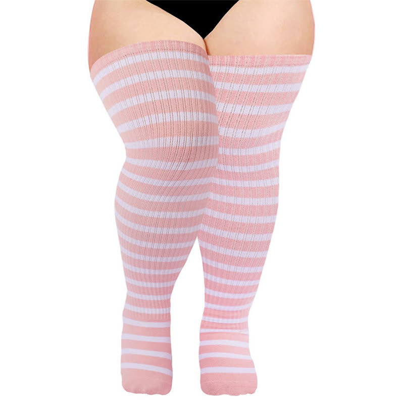 Chaussettes de compression rayées montantes pour un usage quotidien - Rose - One Size - Avec boucle élastique - image 4