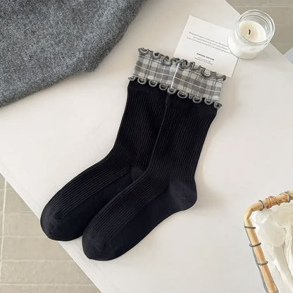Chaussettes courtes en coton côtelé à volants (5 paires) - image 3