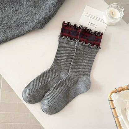 Chaussettes courtes en coton côtelé à volants (5 paires) - image 4