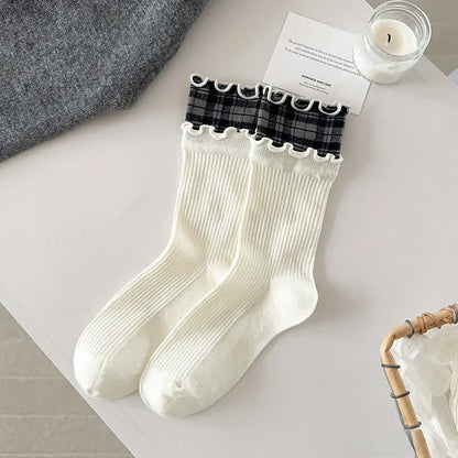 Chaussettes courtes en coton côtelé à volants (5 paires) - image 7