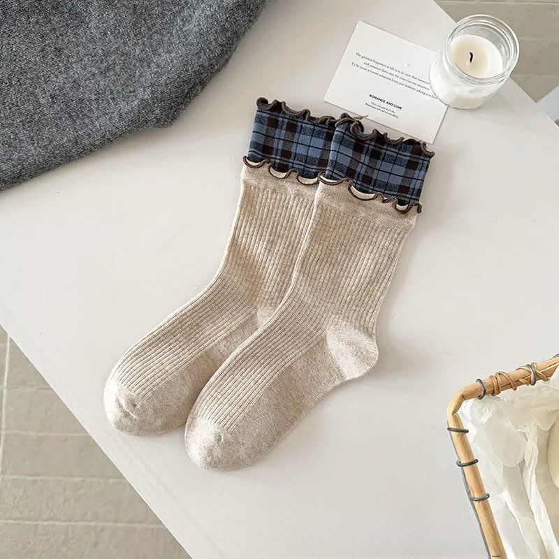 Chaussettes courtes en coton côtelé à volants (5 paires) - image 5