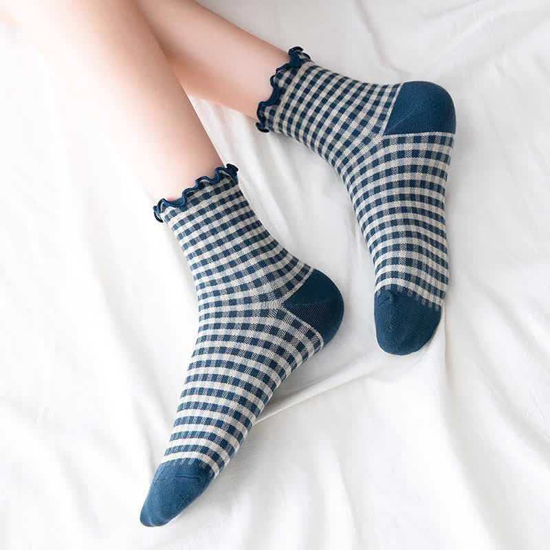 Chaussettes à carreaux à volants (6 paires) - image 3