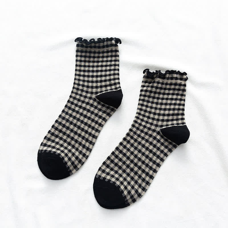 Chaussettes à carreaux à volants (6 paires) - image 9