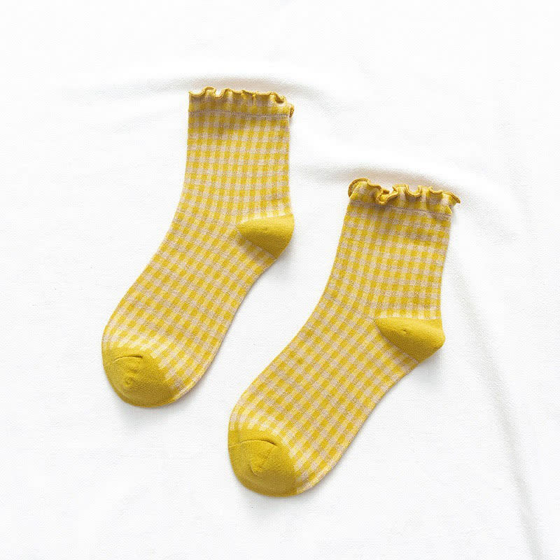 Chaussettes à carreaux à volants (6 paires) - image 5