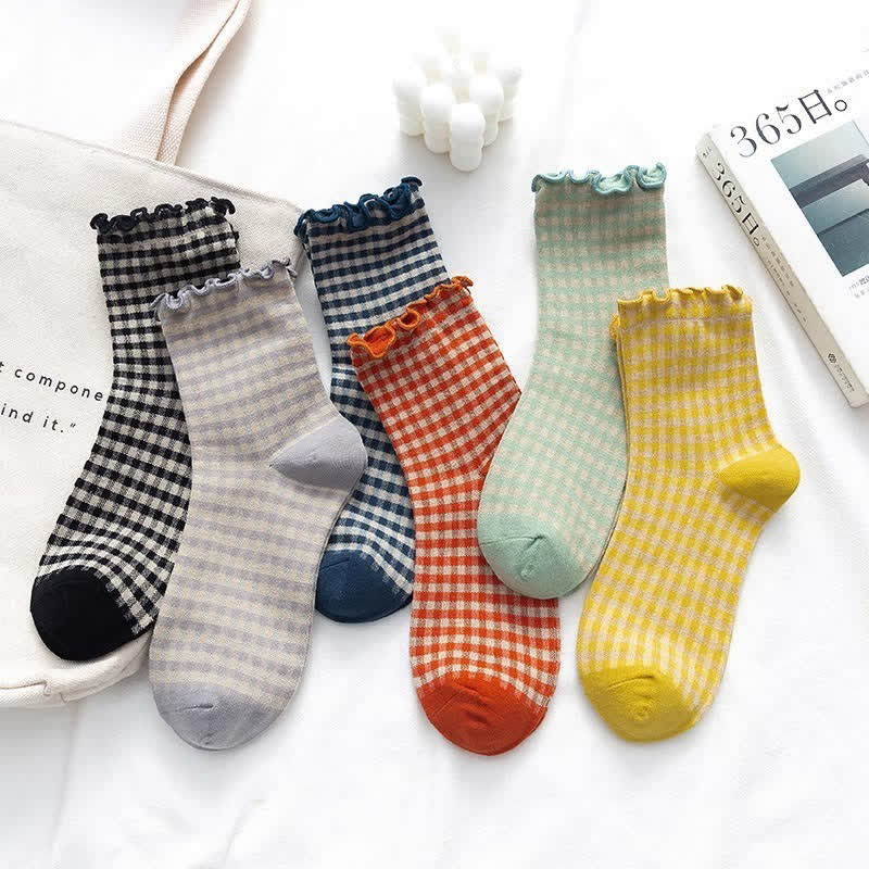 Chaussettes à carreaux à volants (6 paires) - Multicolore - 42(US2-8,5) - image 4