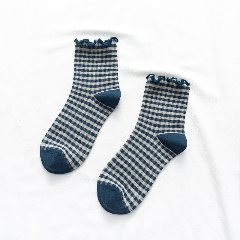 Chaussettes à carreaux à volants (6 paires) - image 7