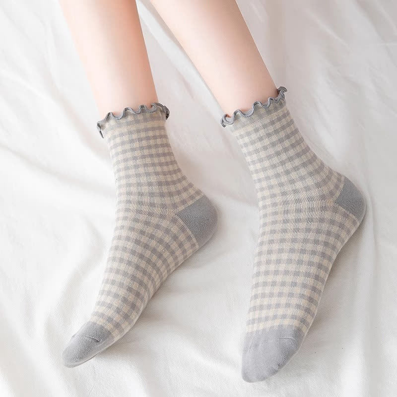 Chaussettes à carreaux à volants (6 paires) - image 2