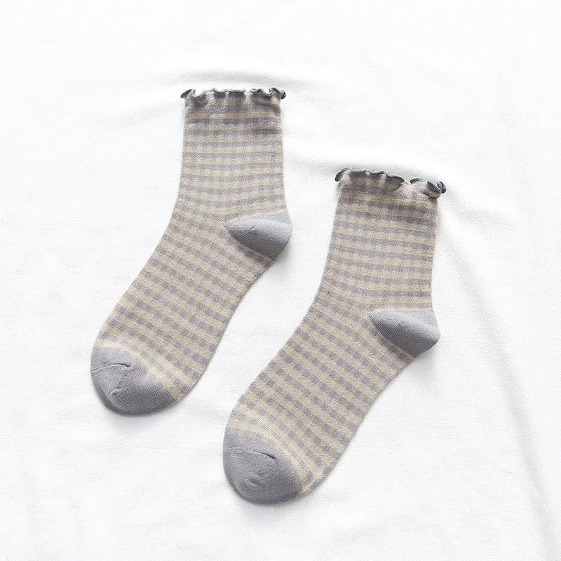 Chaussettes à carreaux à volants (6 paires) - image 6