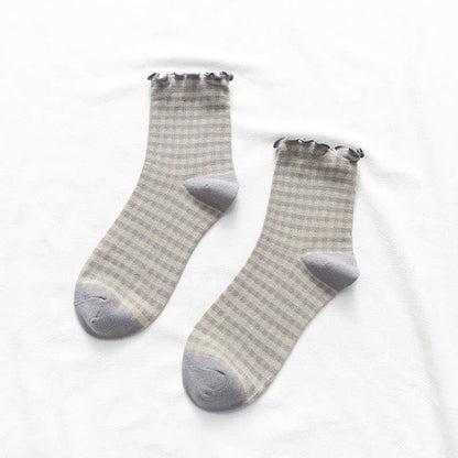 Chaussettes à carreaux à volants (6 paires) - image 6