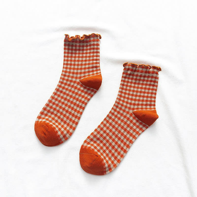 Chaussettes à carreaux à volants (6 paires) - image 8