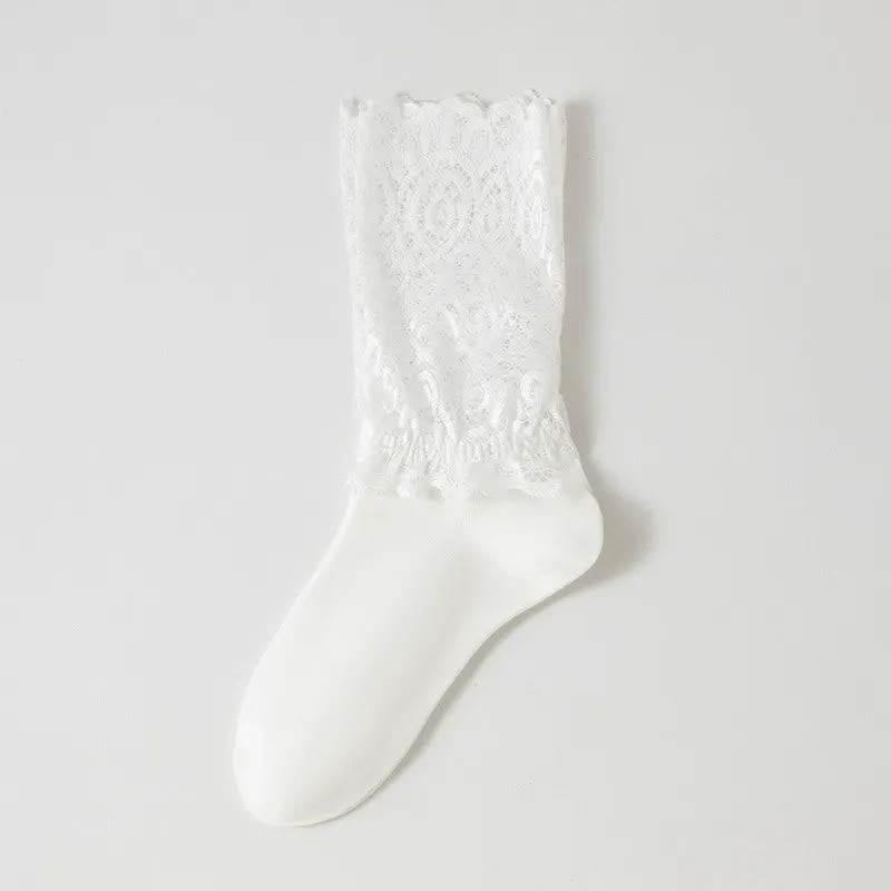 Chaussettes élégantes en dentelle (4 paires) - Blanc - 40(US2-7) - image 4