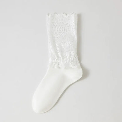 Chaussettes élégantes en dentelle (4 paires) - Blanc - 40(US2-7) - image 4