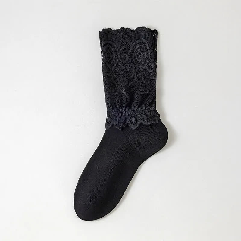 Chaussettes élégantes en dentelle (4 paires) - Noir - 40(US2-7) - image 5