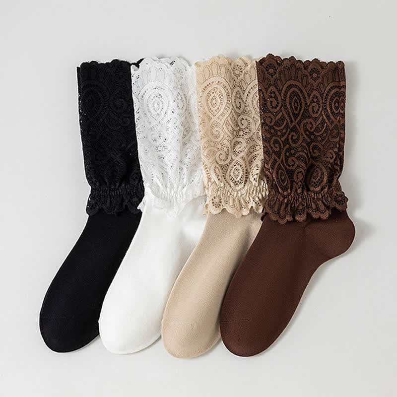 Chaussettes élégantes en dentelle (4 paires) - Multicolore - 40(US2-7) - image 3