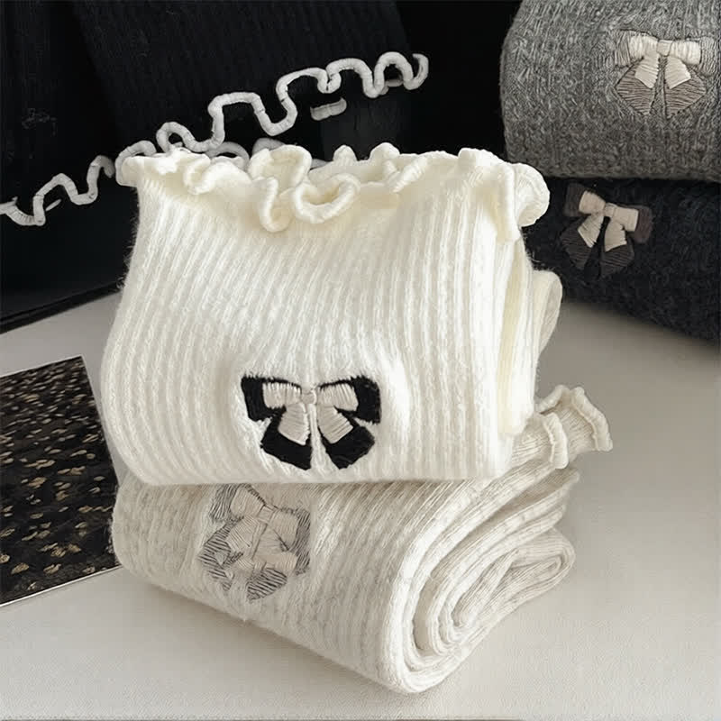 Chaussettes courtes brodées d'un joli nœud (14 paires) - image 4