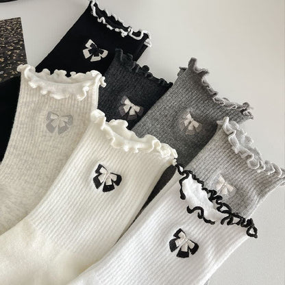 Chaussettes courtes brodées d'un joli nœud (14 paires) - image 3