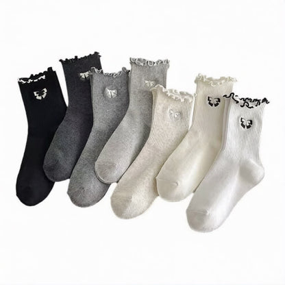 Chaussettes courtes brodées d'un joli nœud (14 paires) - Multicolore - 42(US2-8,5) - image 5
