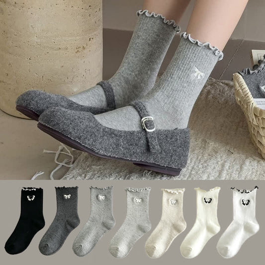 Chaussettes courtes brodées d'un joli nœud (14 paires) - image 0