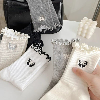 Chaussettes courtes brodées d'un joli nœud (14 paires) - image 2