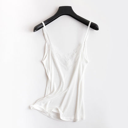 Débardeur rafraîchissant en dentelle et soie grande taille - Blanc - XXL - image 11