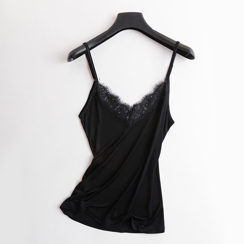 Débardeur rafraîchissant en dentelle et soie grande taille - Noir - XXL - image 8