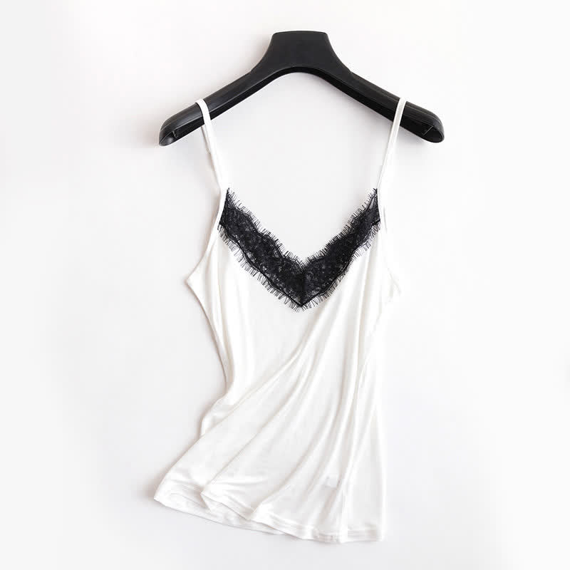 Débardeur rafraîchissant en dentelle et soie grande taille - Beige - XXL - image 10
