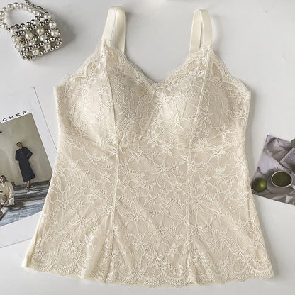 Débardeur grande taille en dentelle à col en V (2 pièces) - Beige - XXXL - image 9