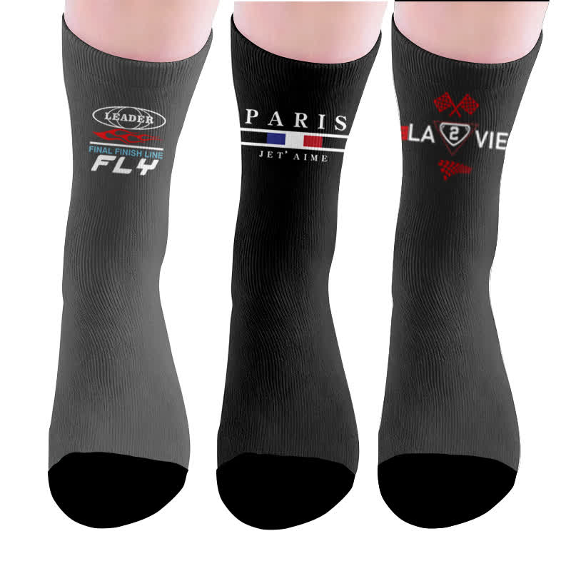 Chaussettes de course aux drapeaux de Paris - Multicolore (3 paires) - EU37-44(US4-10) - image 10