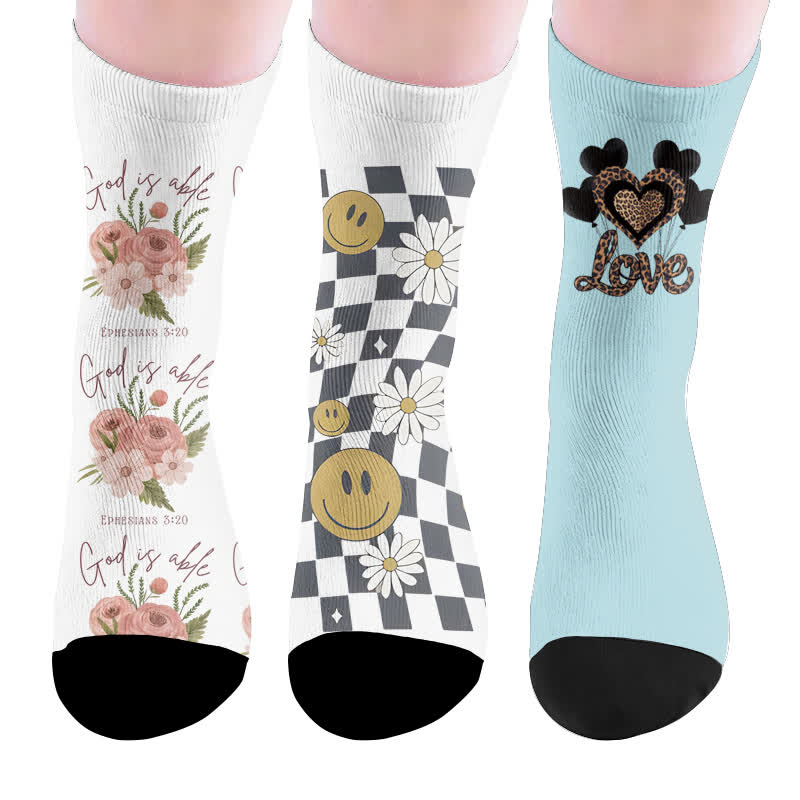 Chaussettes à imprimé léopard fleuri - Multicolore (3 paires) - EU37-44(US4-10) - image 10