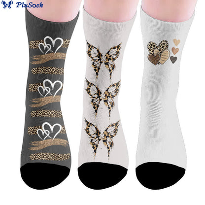 Chaussettes léopard papillon cœur - image 0