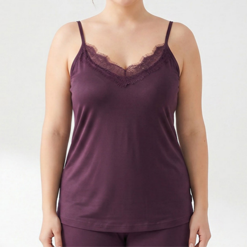 Débardeur rafraîchissant en dentelle et soie grande taille - image 0