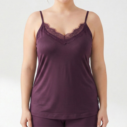 Débardeur rafraîchissant en dentelle et soie grande taille - image 0