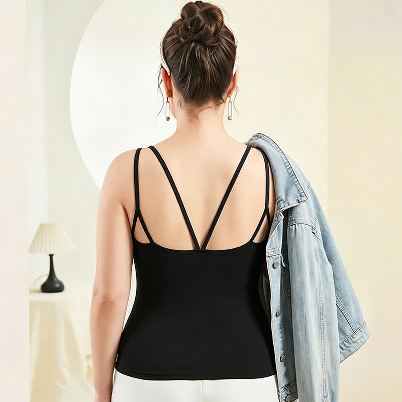 Débardeur grande taille en modal à dos croisé - Noir - 4XL - image 5