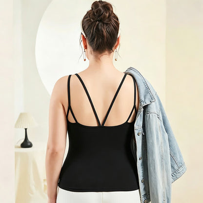 Débardeur grande taille en modal à dos croisé - Noir - 4XL - image 5