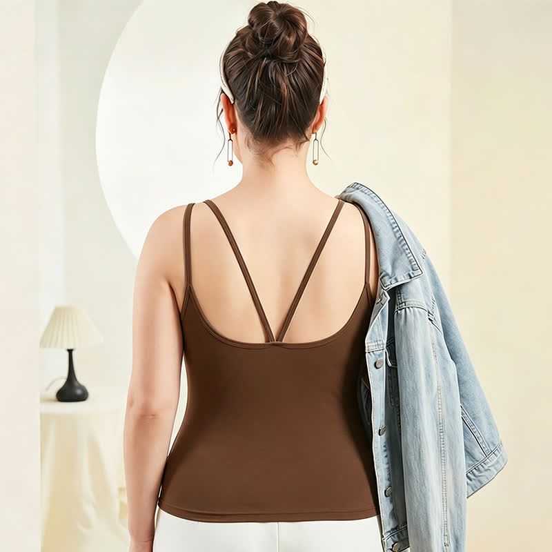 Débardeur grande taille en modal à dos croisé - Café - 4XL - image 6
