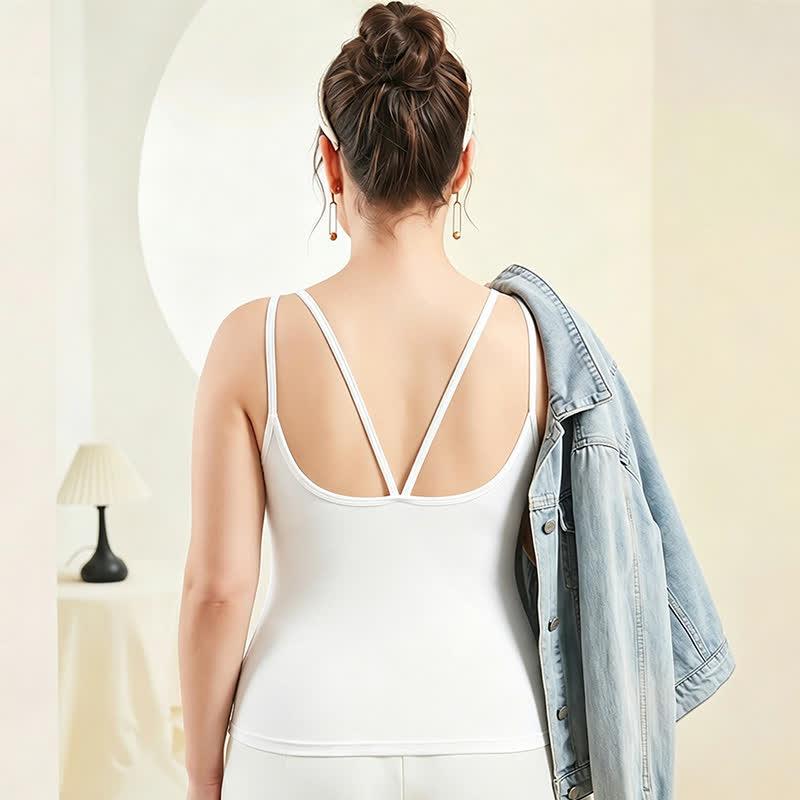 Débardeur grande taille en modal à dos croisé - Blanc - 4XL - image 4