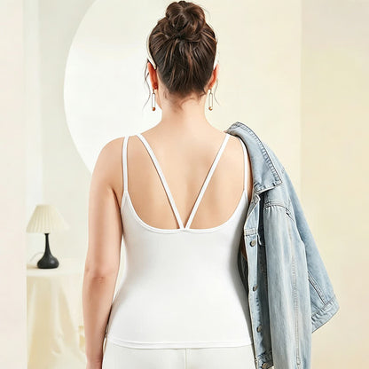 Débardeur grande taille en modal à dos croisé - Blanc - 4XL - image 4