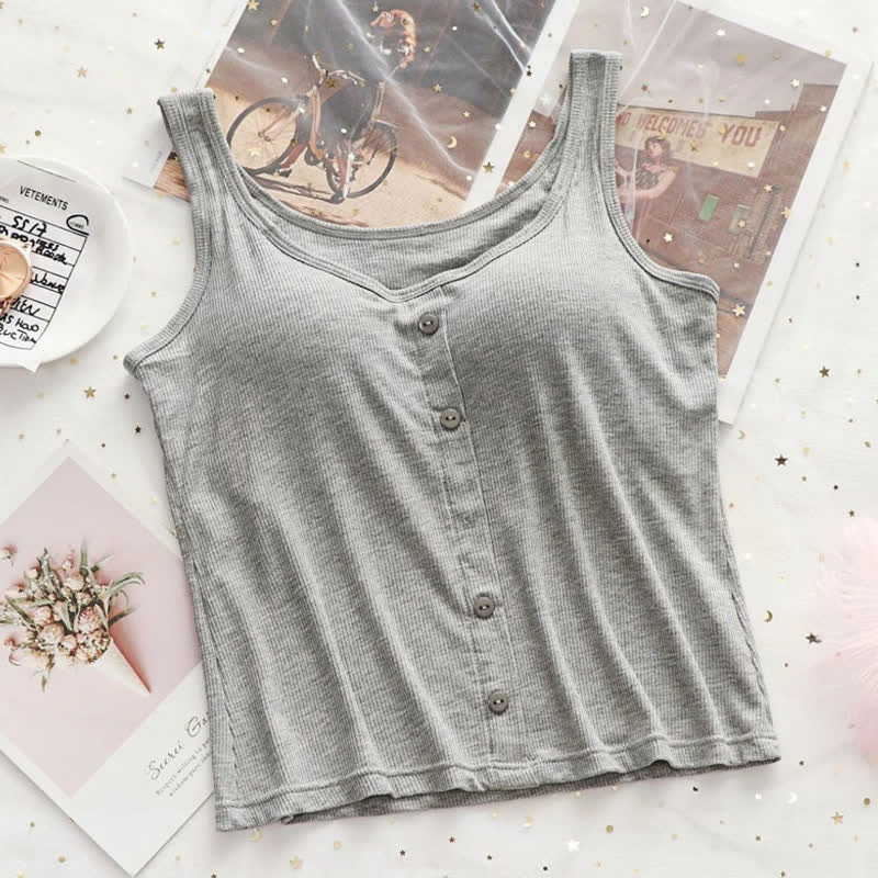 Débardeur côtelé à boutons grande taille (2 pièces) - Gris - 3XL - image 13