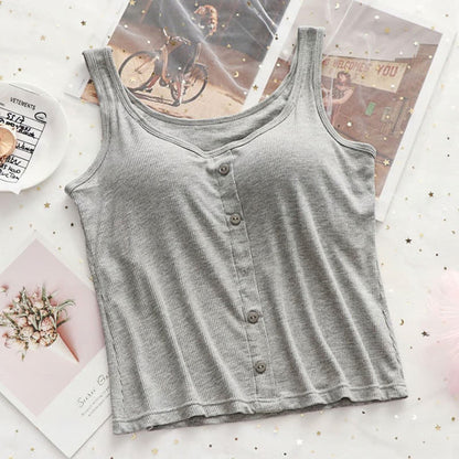 Débardeur côtelé à boutons grande taille (2 pièces) - Gris - 3XL - image 13