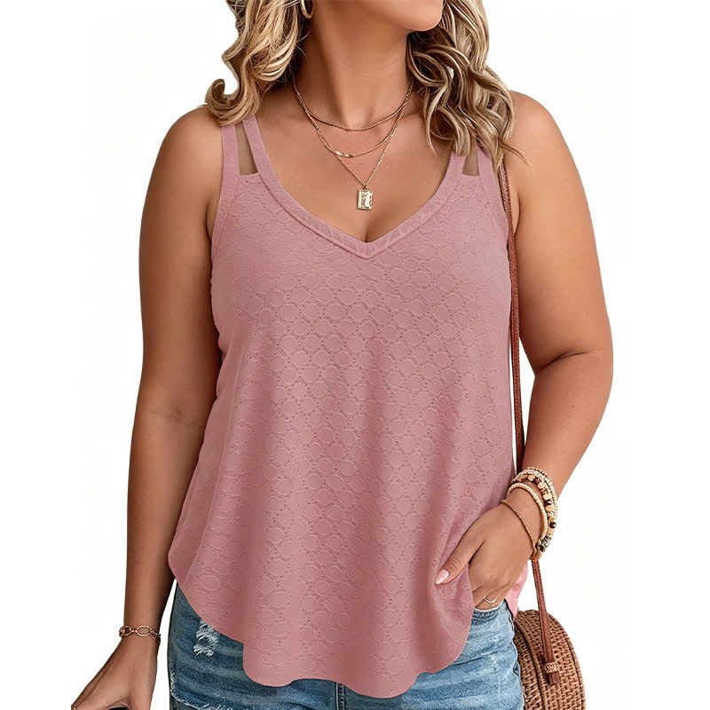 Débardeur texturé à col en V grande taille - Rose foncé - 5XL - image 3