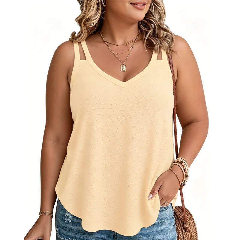 Débardeur texturé à col en V grande taille - Jaune - 5XL - image 7