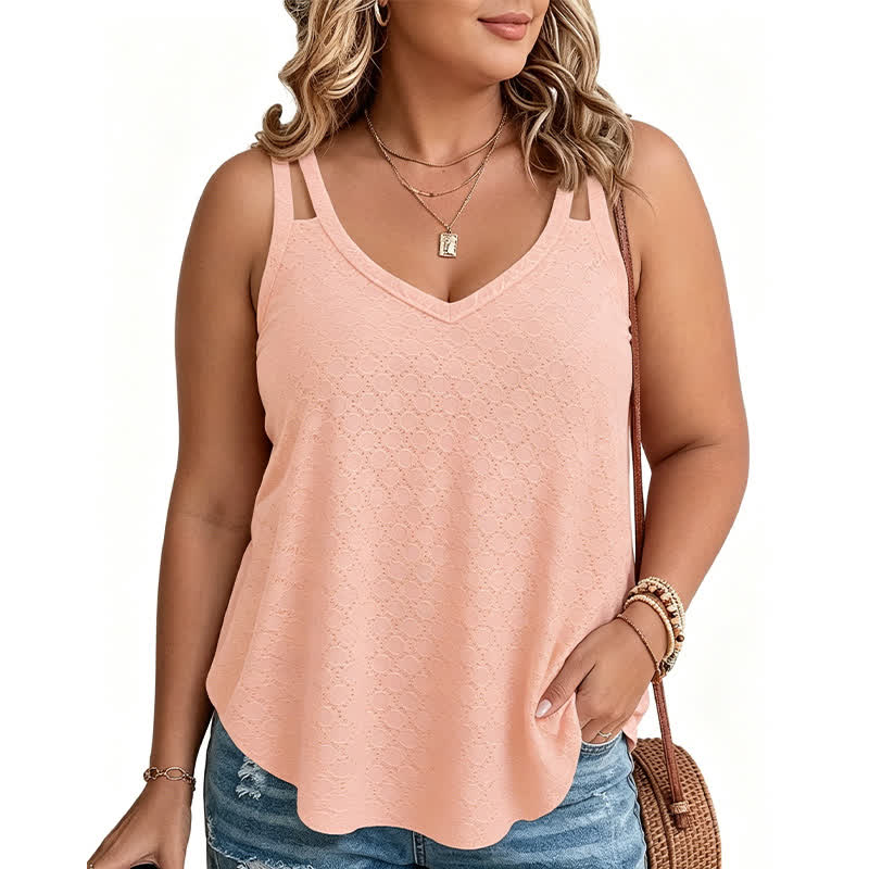 Débardeur texturé à col en V grande taille - Nu - 5XL - image 8