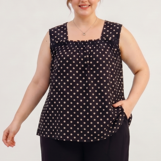 Débardeur à pois imprimé léopard grande taille (2 pièces) - Noir - 6XL - image 0