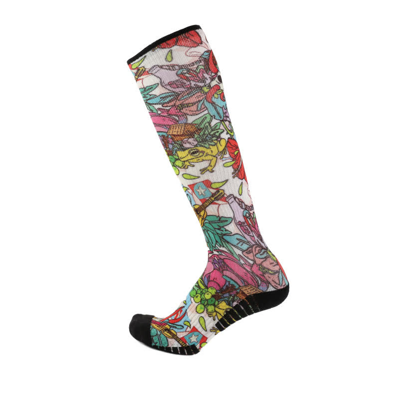 Chaussettes de compression en bambou à motif floral et papillon - Rose - EU36-40(US3-7) - image 4