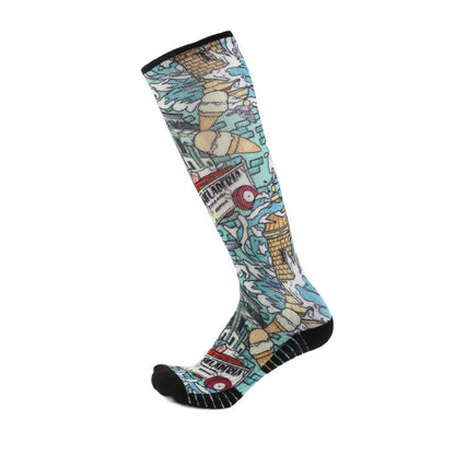 Chaussettes de compression en bambou à motif floral et papillon - Bleu - EU36-40(US3-7) - image 3