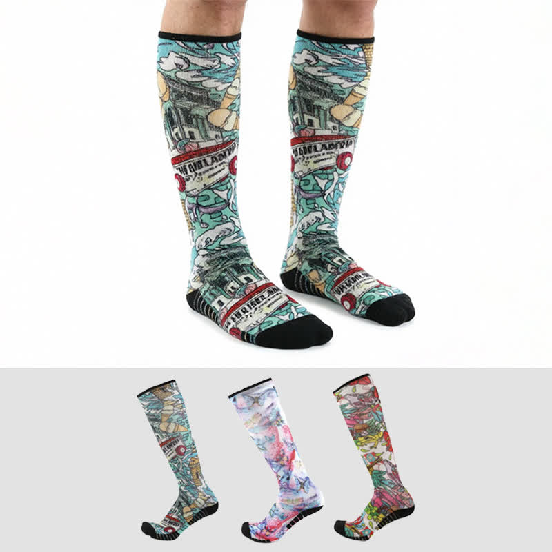 Chaussettes de compression en bambou à motif floral et papillon - image 0