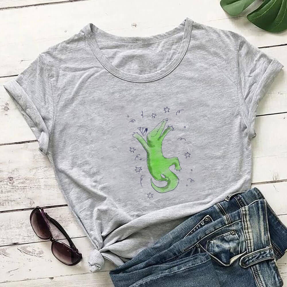 T-shirt à manches courtes grande taille à motif crocodile - Gris - 3XL - image 4